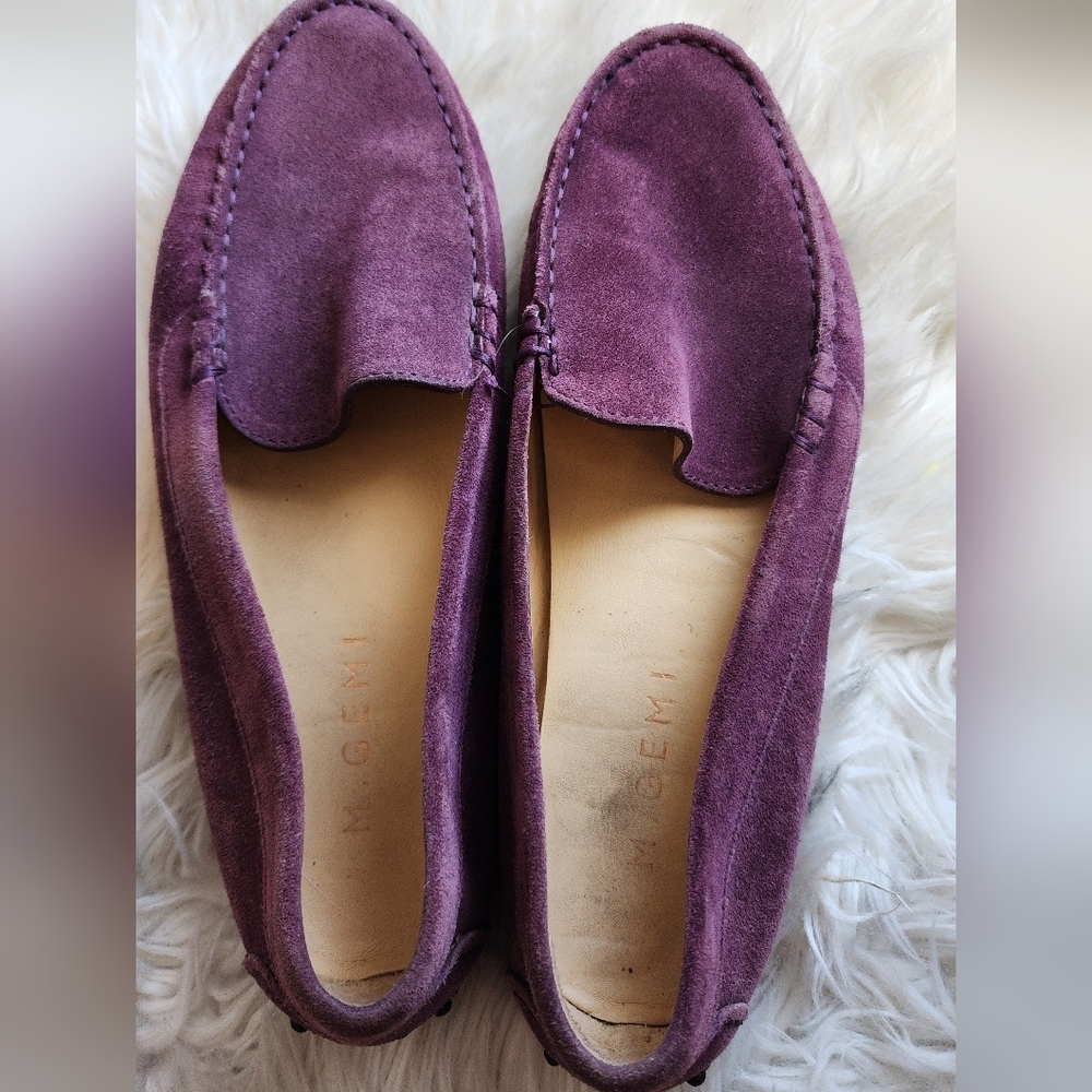 M. GEMI The Felize Suede Burgundy LEATHER MOCCASIN SZ 39.5 US 9.5 - Picture 3 of 11